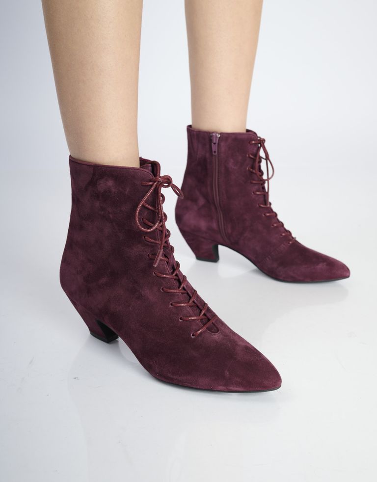 נעלי נשים - Jeffrey Campbell - מגפוני זמש VALVETEEN - בורדו2